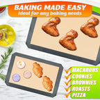 3 Pcs Silicone Baking Mat - Non-Stick Silicone Baking Mats Cookie Sheet with Reinforced Edges, Dishwasher Safe, Heat-Resistant - Uniform Heating & Easy Baking for Macarons, Cookie Dough, Roasts, Pizza
