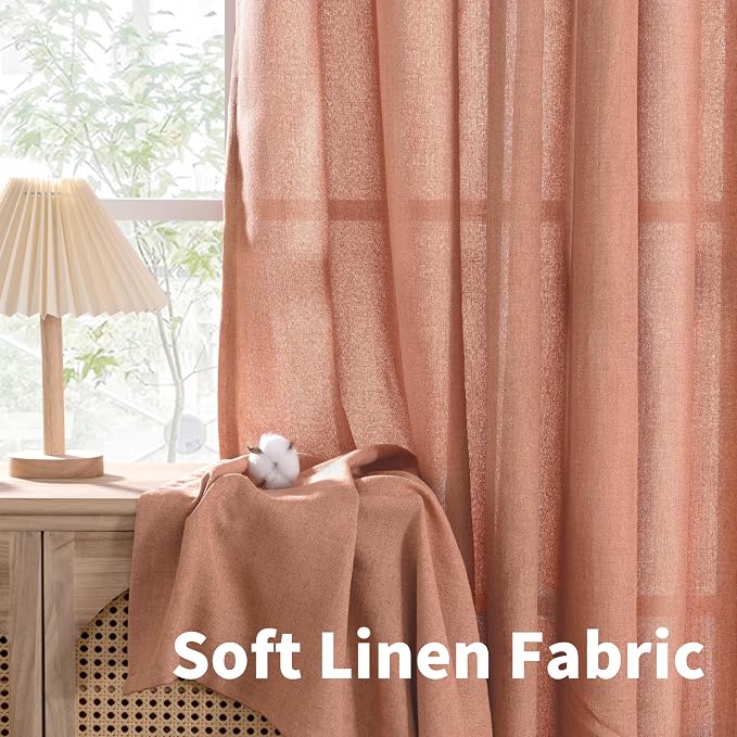 YoungsTex Terracotta Linen Curtains 45 Inch Length - Image 6