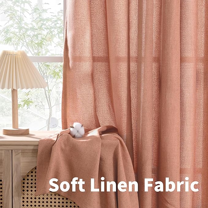 YoungsTex Terracotta Linen Curtains 102 Inch Length - Image 7
