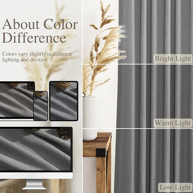 Dark Grey Linen Curtains 84 Inches Long - Image 3