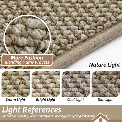 BEQHAUSE Dirt Trapper Door Mat 24" x 36" Half Circle Non Slip, Light Beige | - Image 8