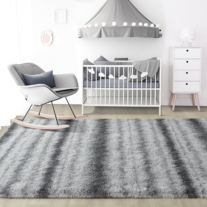 4x6 Grey Fluffy Soft Area Rug Non-Slip - Image 7