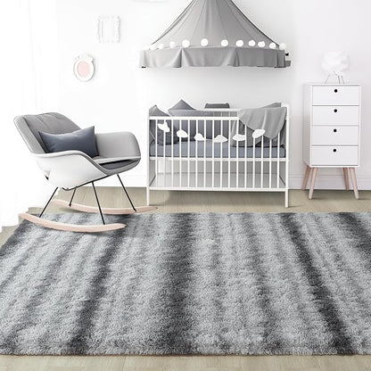 4x6 Grey Fluffy Soft Area Rug Non-Slip - Image 7