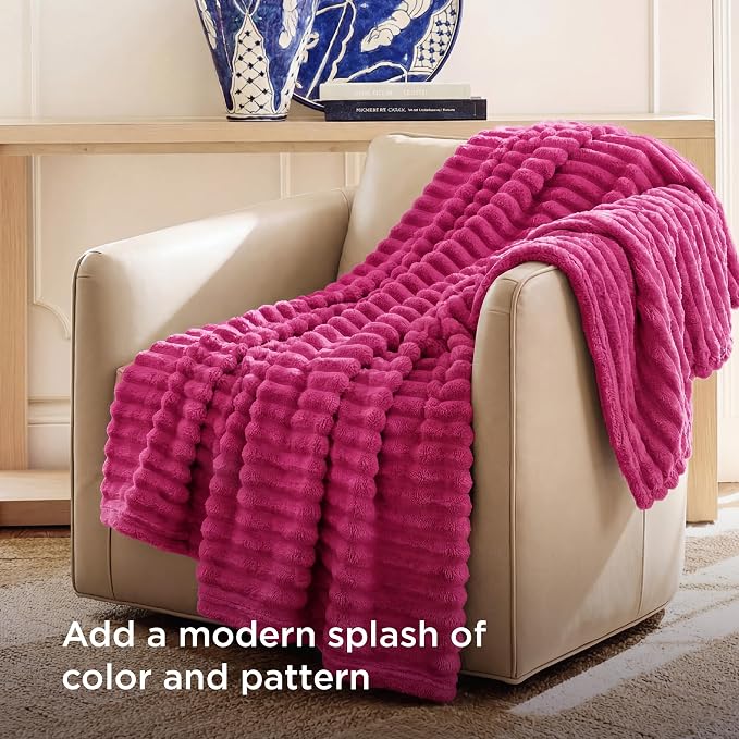 Bedsure Soft Twin XL Blanket for Bed Dorm Hot Pink 66"x90" | Birthday Gifts for - Image 3
