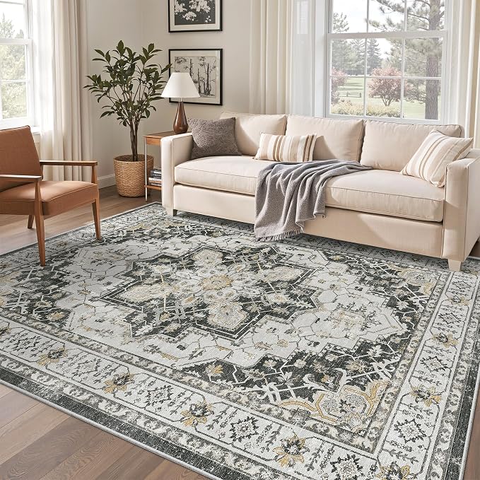 Madane 6x9 Area Rugs for Living Room, Soft Vintage Washable Rug, Dining Bedroom by Madane