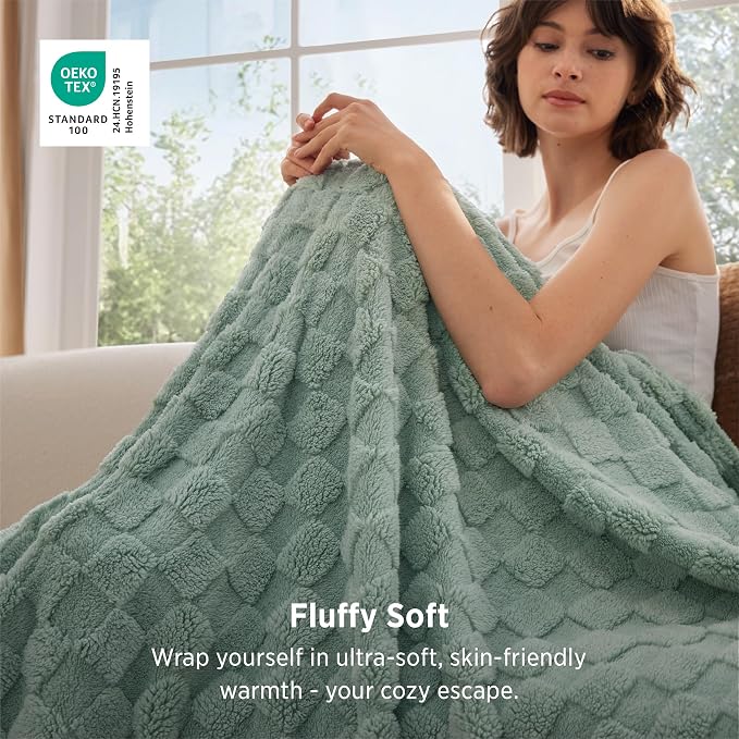 Bedsure GentleSoft Sage Green Throw Blanket - Image 2