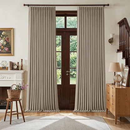 Pleated Blackout Dark Flax 120 Inch Long Curtains Double Layer | Viral Pinch by Twodrapes