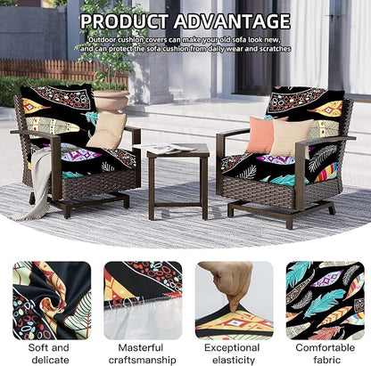 8Pcs Outdoor Cushion Covers, Elastic Patio Cushion Covers | Washable, - Image 3