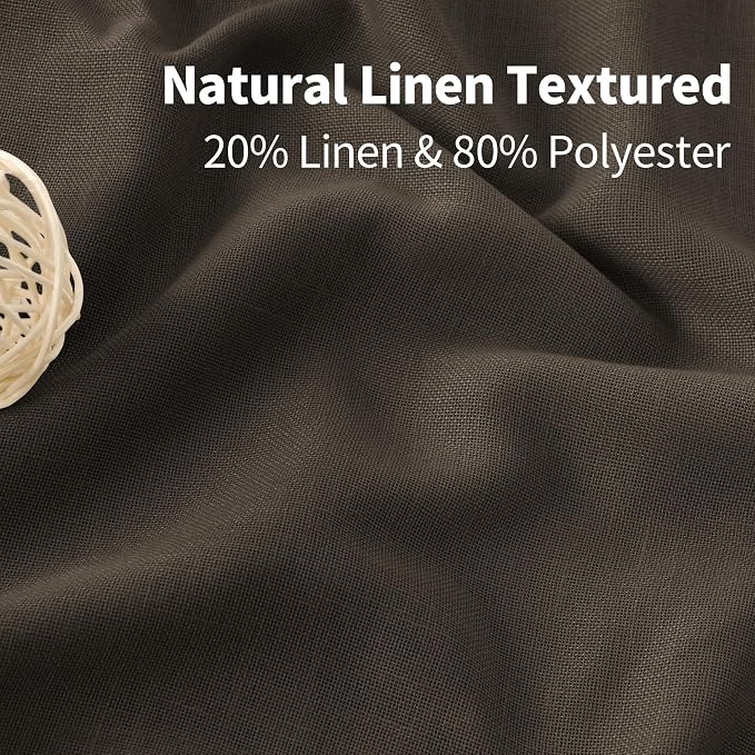 YoungsTex Brown Linen Semi Sheer Curtains 80 Inches Long - Image 4