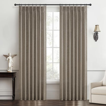 Pinch Pleated Natural Linen Sheer Curtains 84 Inches Long by PleatedDrapes