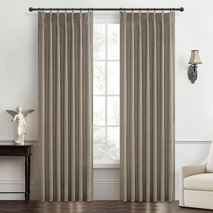 Custom Heavy Linen Pinch Pleated Kitchen 54 Inch Curtains 2 Panels Set - Image 2