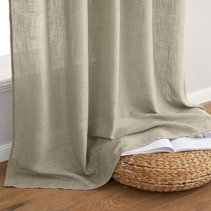 MIULEE Oatmeal Linen Curtains 52x90 Inch Long 2 Panels - Image 7