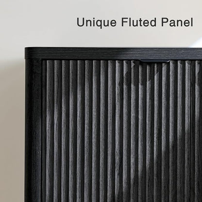 Fatmok 65" Buffet Cabinet with Storage, Fluted Credenza Sideboard with 4 Doors - Image 5