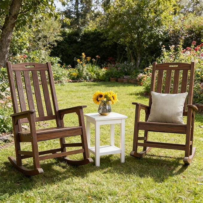 Psilvam Outdoor Rocking Chair, Poly Lumber Oversized Rocking Chair - Image 2