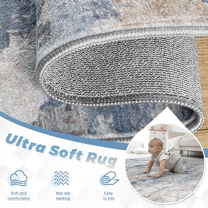 pmtsns Area Rugs 6x9 for Living Room: Washable Rug Modern Abstract Neutral Soft - Image 4
