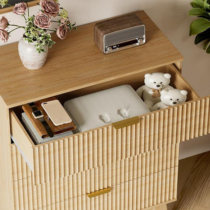 BORNOON 39" Tall Dresser for Bedroom, 4-Drawer Fluted Chest of Drawers - Image 6