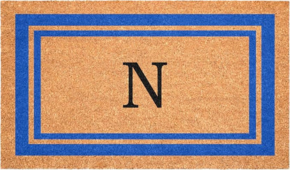 Calloway Mills 152972436N Blue Border 24" x 36" Monogram Doormat by Callowaymills