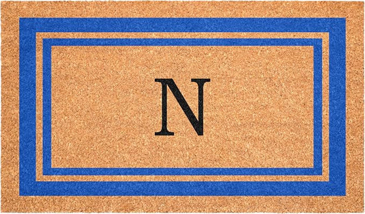 Calloway Mills 152972436N Blue Border 24" x 36" Monogram Doormat by Callowaymills