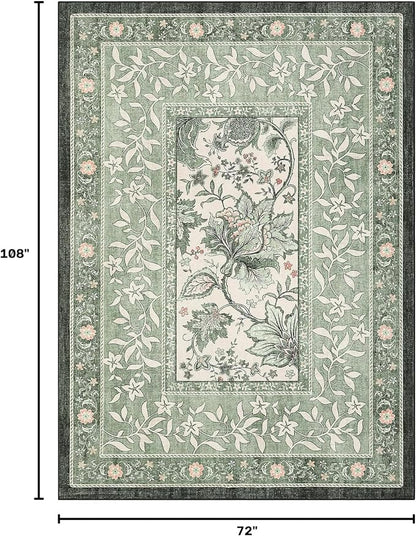 GarveeHome Provence Sage Green 6x9 Area Rugs, Botanical Grove Vintage - Image 2