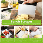Spring Chef Dough Blender & Pastry Cutter Tool, Stainless Steel Pastry Blender & Bench Scraper for Pizza, Nut, Pie - Multipurpose Dough Cutter & Scraper Tool for Baking with Soft Grip Handles - Black