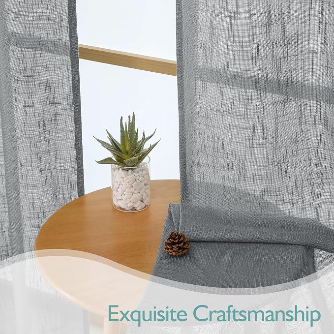 Chyhomenyc Charcoal Grey Semi Sheer Curtains 96 Inches Long 2 Panels - Image 6