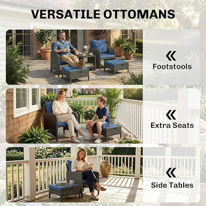 Outsunny 5 Piece Patio Furniture Set, Wicker Balcony Furniture - Image 6