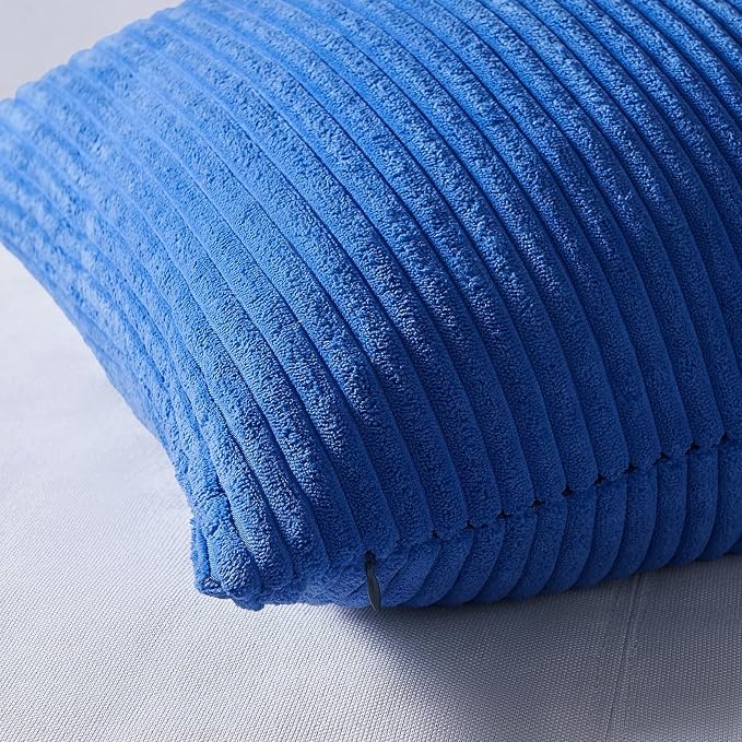 Topfinel Blue Throw Pillow Covers 18x18 Inch Set of 4, Soft Accent Corduroy - Image 2