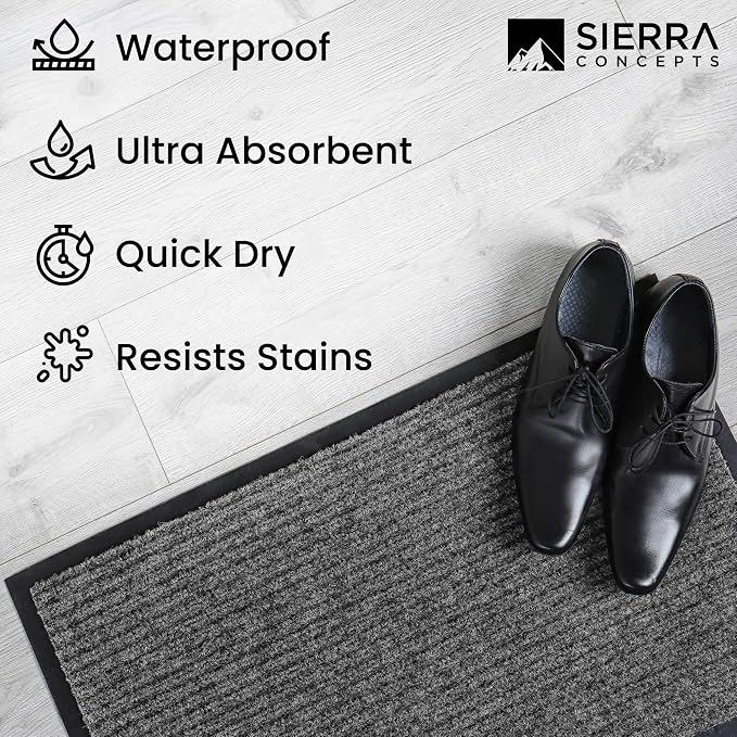 Front Door Mat, Indoor Outdoor Welcome Muddy Doormat, 48x36 Battleship Gray | - Image 6