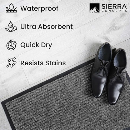 Front Door Mat, Indoor Outdoor Welcome Muddy Doormat, 48x36 Battleship Gray | - Image 6