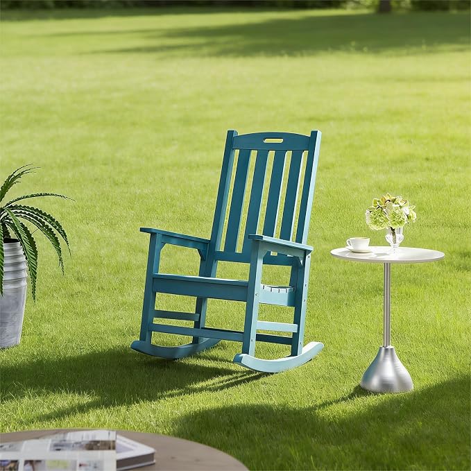Psilvam Oversized Outdoor Rocking Chair Set of 2, HDPE Porch Rocker - Image 2