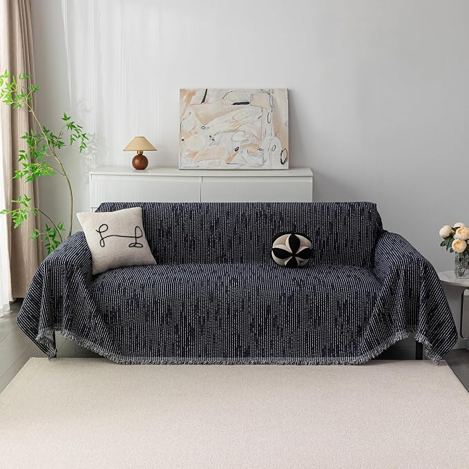MYSKY HOME Boho Couch Cover Navy Sofa Covers - Image 2