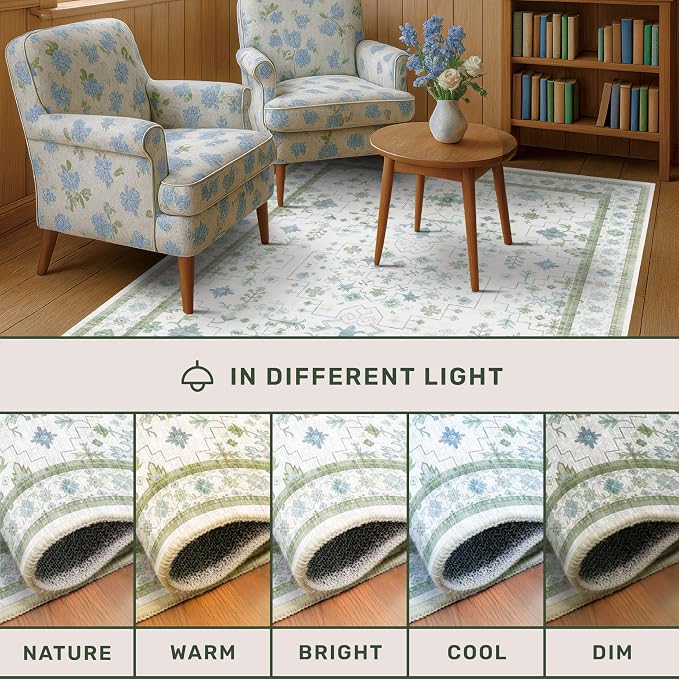 Cream Oushak 6x9 Bedroom Rug - Image 9