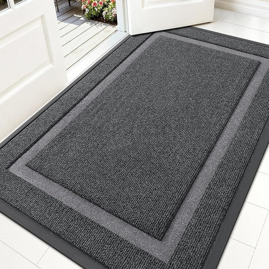 OLANLY Front Door Mat Outside 59x30, All-Season Heavy-Duty Rubber Doormat | Grey by OLANLY