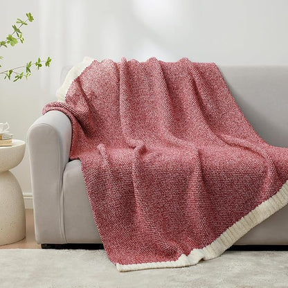 Snuggle Sac Christmas Red Blanket Twin Size, Ultra Soft Warm Fuzzy Knit Blanket - Image 2