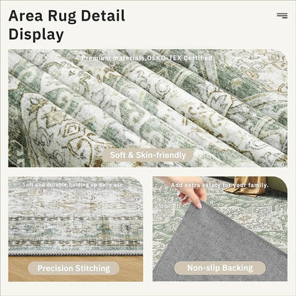 Soalmost 5x7 Area Rug Low Pile Washable Trendy Faded Style Rug, Foldable Stain - Image 6