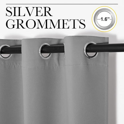 NICETOWN Silver Grey Room Darkening Curtain Panels 120" Long - Image 3