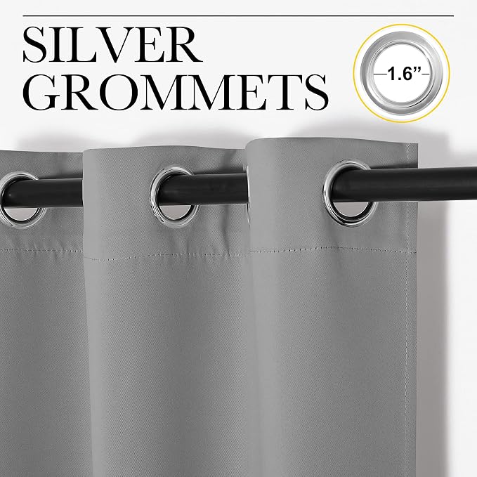 NICETOWN Silver Grey Blackout Curtain Panels - Image 3