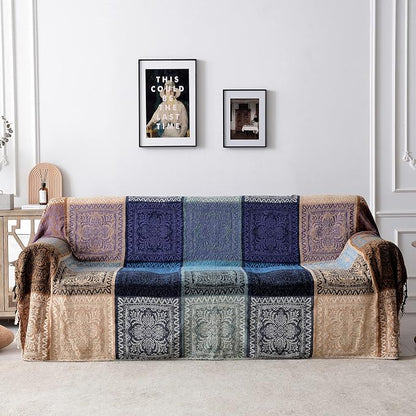 Boho Throw Blanket, Chenille Jacquard Tassels Throw Blankets by Unknown