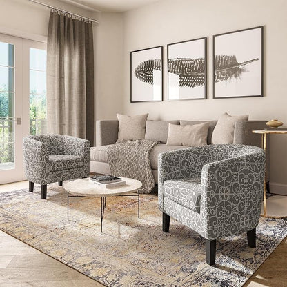 BELLEZE Accent Barrel Chair, Linen Round Chair Club Tub Sofa Corner Chair - Image 6