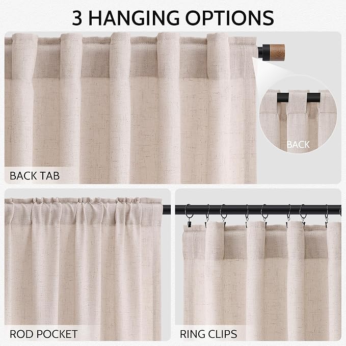 Natural White Linen Curtains 120 Inches Long - Image 2