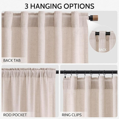 Natural White Linen Curtains 120 Inches Long - Image 2