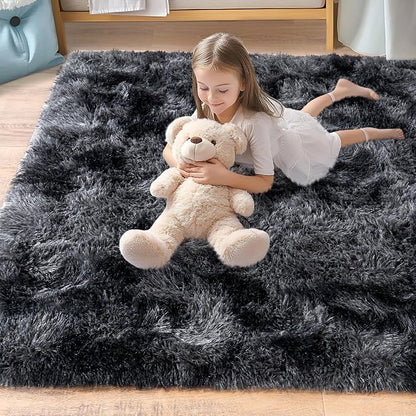 Pionblank 8x10 Rug for Living Room, Fluffy Plush Large Area Rug, Dark Grey | - Image 7