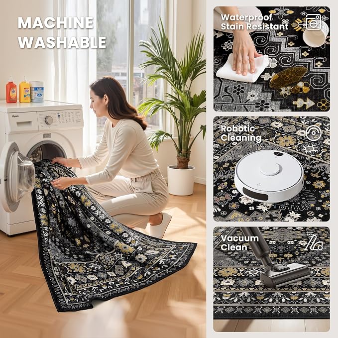 6x9 Area Rugs for Living Room, Large Washable Rug, Dining Room, Low Pile - Image 4
