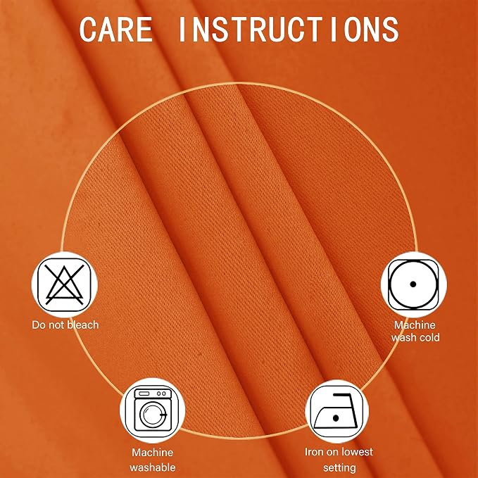 Orange Blackout Curtains 42 x 63 Inch Length/Set of 2 Curtain Panels/Thermal - Image 3