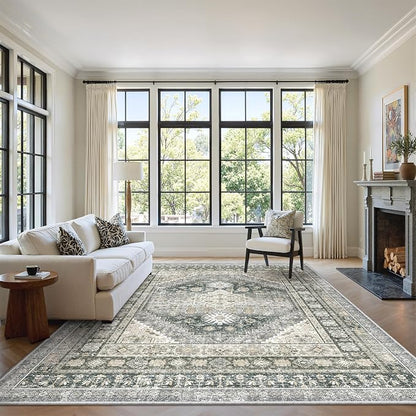 6x9 Area Rugs for Living Room, Large Washable Rug, Wheat | Rugs for Bedroom by Zesthome