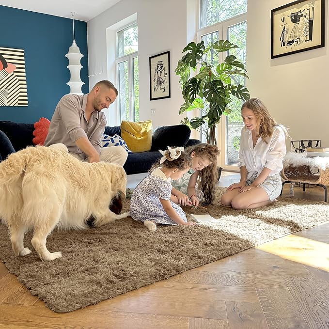 OLANLY 3x5 Machine Washable Small Bedside Rug, Soft Fluffy Shaggy Rugs - Image 7