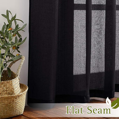 NICETOWN Black Semitransparent Sheer Curtains - Image 6
