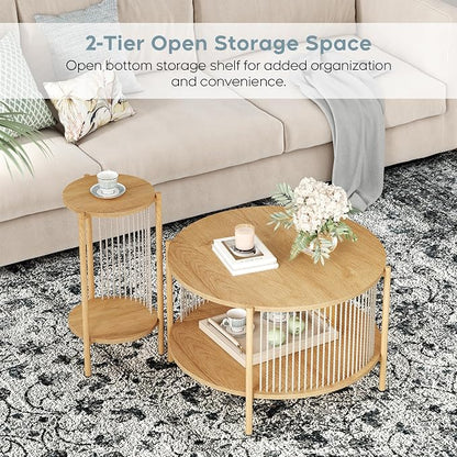 Yechen 3-Piece Boho Coffee Table Set - Image 4