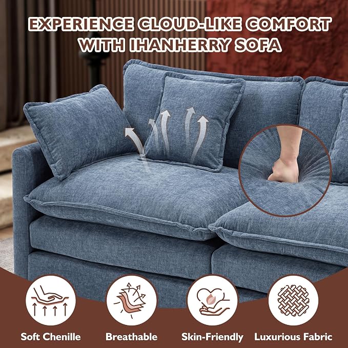 Ihanherry 146" U-Shaped Modern Sofa Modular Sectional Cloud Couch - Image 5