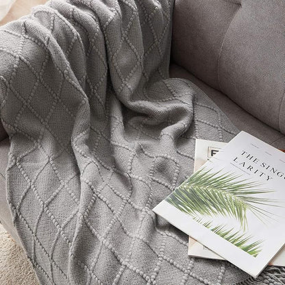 BOURINA Light Grey Throw Blanket 60x80 Inches Throw Textured Solid Soft Sofa - Image 4